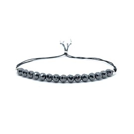 Armband aus Hämatitfaden 925 Sterling Silber Naturstein einstellbar auf alle Handgelenksstärken