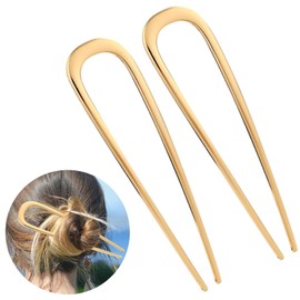 Yeanifeana 2 Piezas Horquillas para el Cabello Forma U Pinza para el Cabello Francesa 2 Puntas Horquillas Moño Mujeres Niñas Accesorios Horquilla Ayuda el Cabello (Dorado)