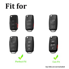 Arruweer Key Fob Cover for VW Key Fob Case Holder Protector Compatiable with VW Volkswagen Jetta Passat Golf Beetle Rabbit GTI CC EOS Car Accessories Keychain