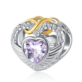 OutstandLong June Birthday Charm Heart Love Simulated Birthstone Gold Infinity Bead Charms for Bracelets