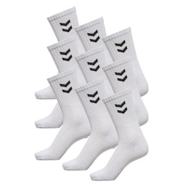 Hummel Unisex Basic 3er Set Cotton 3 Pack Socks – Cotton Smooth Toe Seam Socks for Sports Exercise & Fitness Socks In Black Or White, White, 10 ( 36 - 40 )