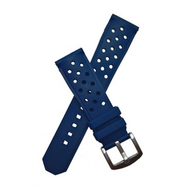 Watchstrapworld TH-22-06-0015P - 22 mm Blue sports perforated pin buckle rubber watch strap compatible with TAG Heuer Formula 1 watches listed below