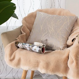 Home Luxe Premium Quality Comfortable Pillow Covers Cushion Covers with High End Embroidery for Couch Cushion Livingroom 17.7 x 17.7 inch (Pack of 2 pcs) (Silver Grey with Golden Trees)