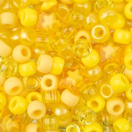 John Bead 300pcs Assorted Yellow Plastic Pony Craft Beads for DIY Jewelry Bracelet Necklace Making, 120g