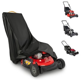 Outdoors Lawn Mower Cover Waterproof Heavy Duty 420D Polyester Oxford Push Mower Cover Fit With Handle & Cover Storage Bag, Black