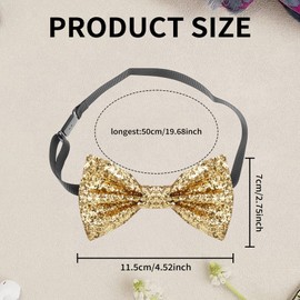 Sparkly Bow Tie,Bow Ties for Men,Black/Silver/Gold/Red Bow Tie,Glitter Sequin Boys Bow Tie,Adjustable Strap,Bowtie for Men Bachelor Dance Night Party Carnival Christmas Fancy Dress Stage Show (Gold)