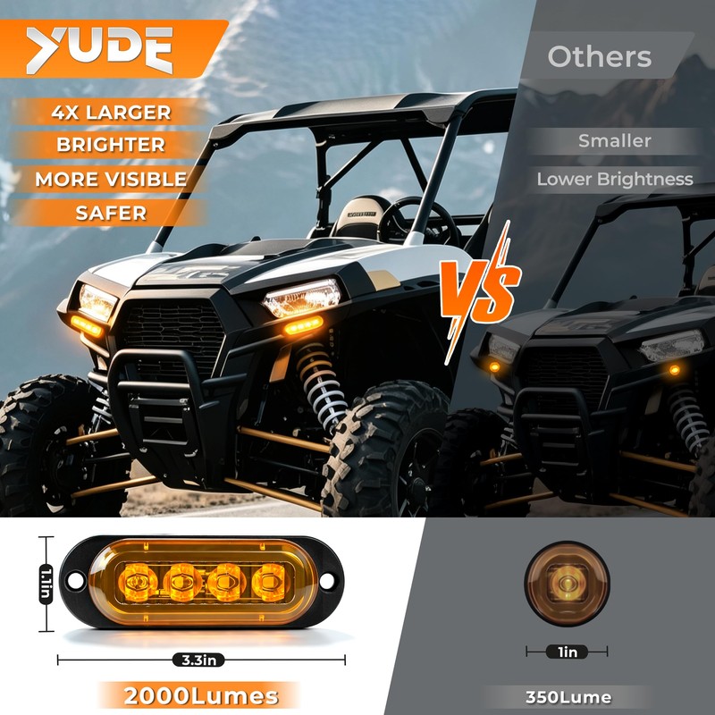 YUDE ATV SXS UTV Turn Signal Kit with 110dB Horn,Pre-Wired,Plug