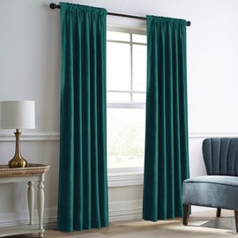 Dreaming Casa Teal Green Velvet Curtains for Living Room Thermal Insulated Rod Pocket Back Tab Window Curtain for Bedroom 2 Panels 52" W x 96" L