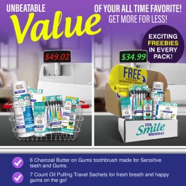 Charcoal Teeth Whitening Kit with Oil Pulling, Mouthwash, Whitening Strips & Toothbrushes – Complete Smile Care Package for Brighter Teeth