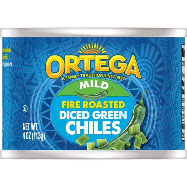 Ortega Peppers, Diced Green Chiles, Mild, 4 Ounce (Pack of 24)