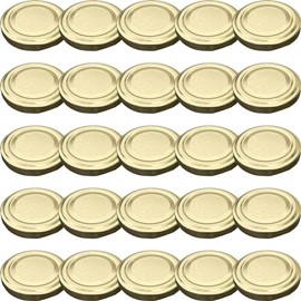 25 x WELLGRO To 53 Preserving Lids - Gold, Metal, Replacement Lid for Preserving Jars - Various Quantities Available