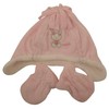 Ex-Store Baby Girls Soft Fleece Hat & Mittens Set 3-6