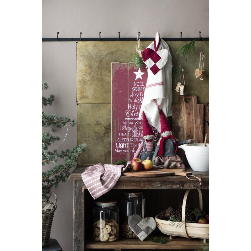 Cotton Tea Towel 70 x 50 cm Stripes Dark Red/White