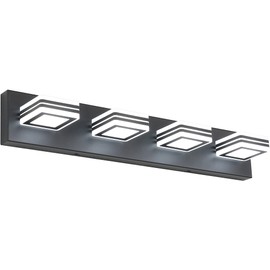 SOLFART Black Bathroom Light Fixtures 4 Lights Bathroom Vanity Lighting LED Dimmable Modern Black Vanity Lights Over Mirror