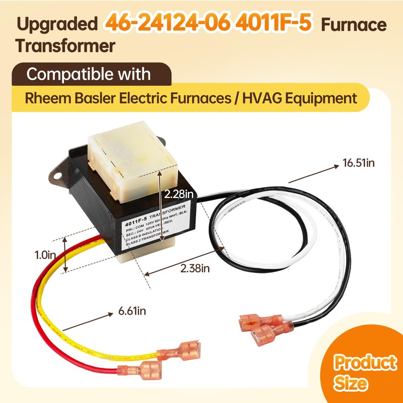 OEM 46-24124-06 4011F-5 HVAC Transformer 40 VA 120/24V Compatible with
