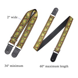 Farcaya Guitar Strap Acoustic Electric Bass Guitar Strap Jacquard Weave Cotton Adjustable Guitar Shoulder Strap with 2Strap Locks + 3Picks+ Headstock Strap Button (Yellow Flower)