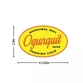 RetroPlanet Maine Ogunquit Marginal Way Perkins Cove Oval Die Cut Sticker