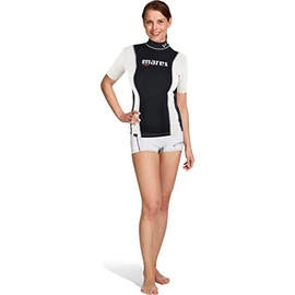 Mares Women's Fire Skin Dives Short Sleeve Rash Guards - Black/Black, 2X-Small