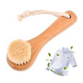 Boar Bristle Laundry Stain Brush, Laundry Brush for Stains on Clothes, Laundry Cleaning Brush, Fabrics Cleaning Brush for Shoes, Cleaning and Laundry
