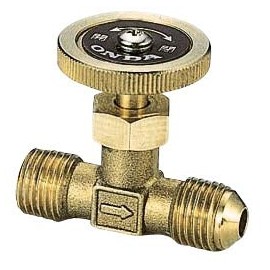 Onda Seisakusho OMV-761-3 Straight Miniature Valve R1/4 (for Φ8 Copper Pipe) x R1/4 (45° Flare) Brass Handle]
