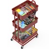 Simple Houseware 3-Tier Heavy Duty Metal Utility Rolling Cart, Red