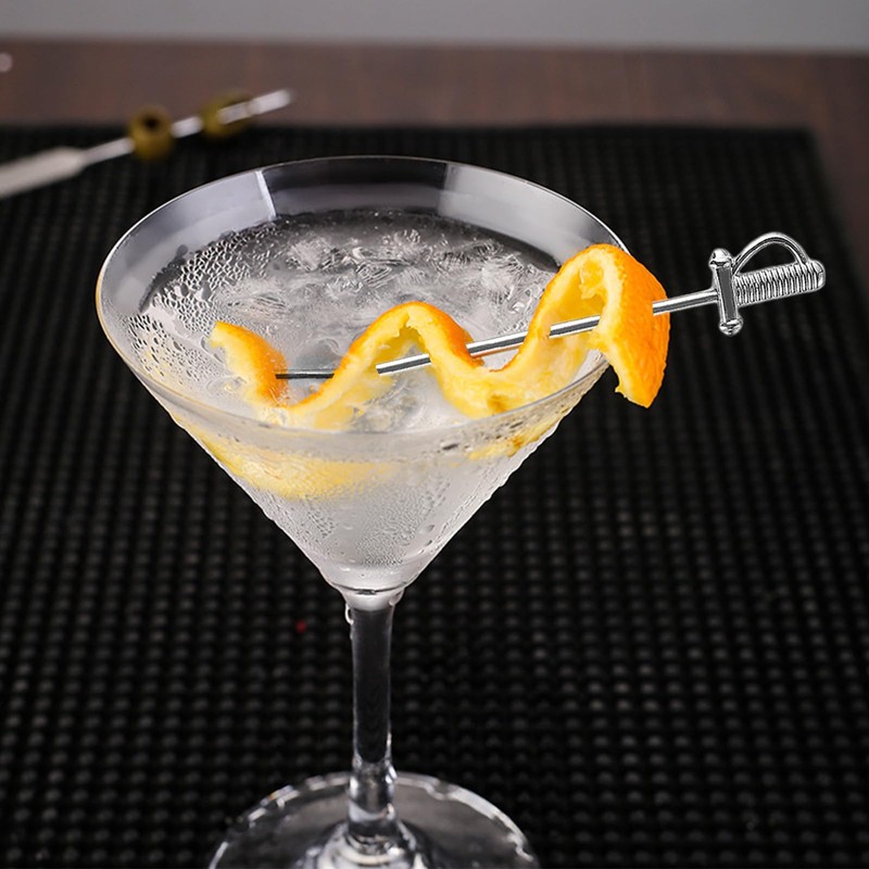 KinetiCore 5 Pack Stainless Steel Cocktail Picks, 11cm Retro Sword