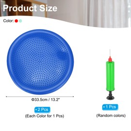 PATIKIL 2 Pcs Inflated Wobble Cushion Seat 13.2", Flexible Balance Disc with Hand Pump for Core Stability Exercise Physical Strengthening Improving Fitness Posture, Red/Blue