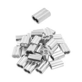 Mandala Crafts Aluminum Sleeve 3/16 Cable Crimps Wire Ferrules - M5 Aluminum Crimping Sleeves Loops - 50 Double Barrel Wire Crimps Clamps Line Rope Ends
