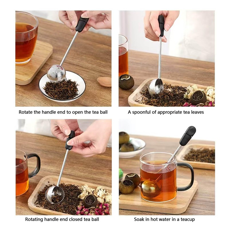 Kuskins Stainless Steel Tea Ball Infuser with Rotating Handle, Fine