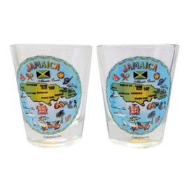 Westmon Works Jamaica Shot Glass Set with Two of the Same Glasses Jamaican Map Souvenir Pack Drinkware