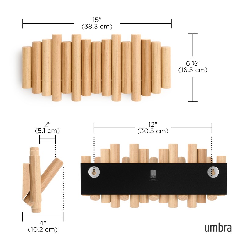 Umbra Umbra Picket 5 Hooks, Wall-Mounted Rail, Doubles as Art,