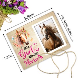 Itsoly Horse Picture Frame, Rustic Farmhouse Horse Girl Flower Gifts for Horse Lover Photo Frame, Birthday Christmas Gifts for Horse Lovers,Frits 4x6 Photo12P141
