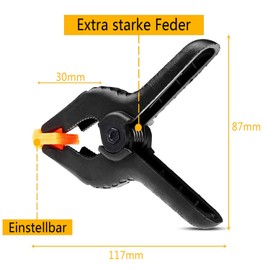 Pack of 8 Clamping Clamps, Spring Clamps, 117 mm Heavy Duty Nylon Spring Clamps, Glue Clamps with Movable Jaws, Clamping Clamps, Clamping Clamp for Muslin, Woodworking, Studios and Photo Studios