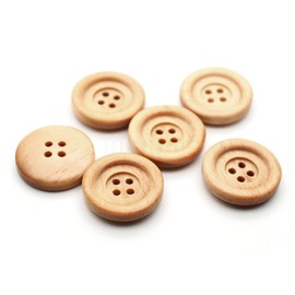 CRAFTMEMORE Wooden Buttons 4 Holes Round Wood Button for Garment Sewing DIY Crafts B739 (15mm, 12pcs)