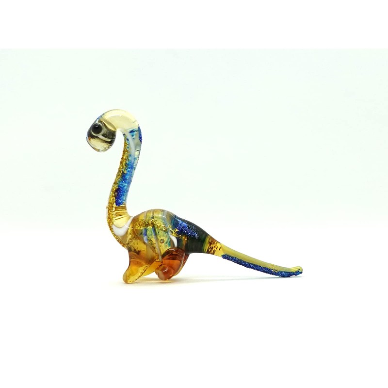 Sansukjai Apatosaurus Dinosaur Micro Tiny Figurines Hand Blown Glass Art