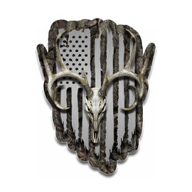 American Flag Whitetail Buck Skull Deer Hunting Sticker Decal (5" Two Pack)