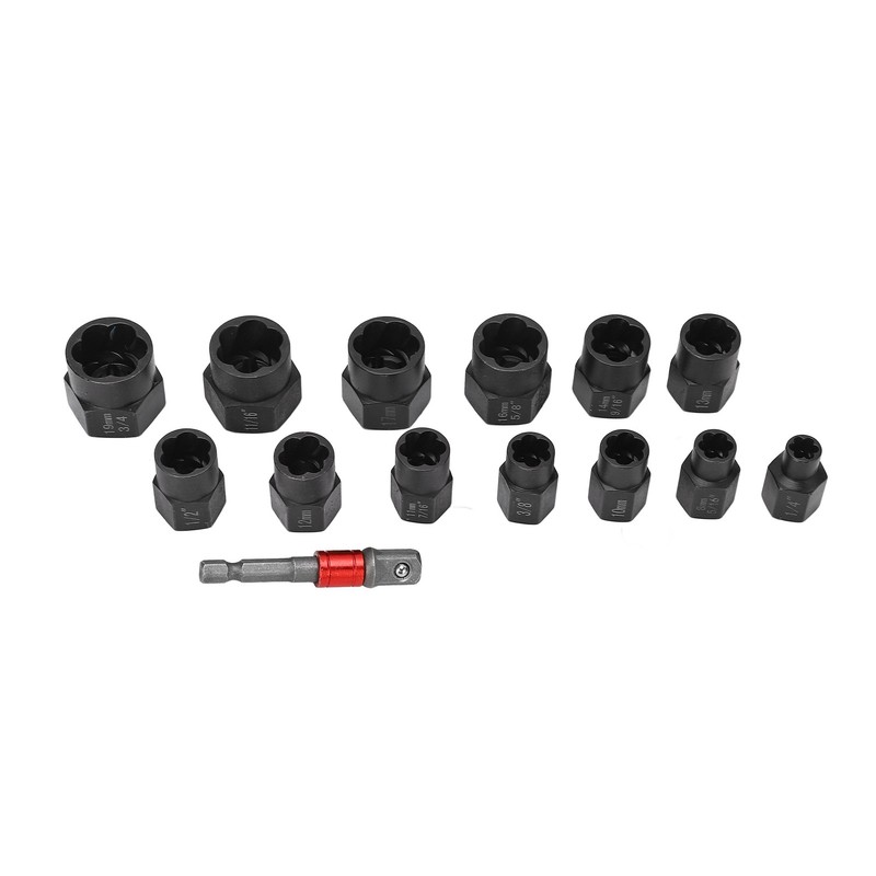 14Pcs Nut Remover Extractor Kit 3/8in Damaged Rusty Bolt Removal
