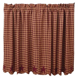 VHC Brands 20222 Burgundy Star Scalloped Tier Set of 2 L36xW36