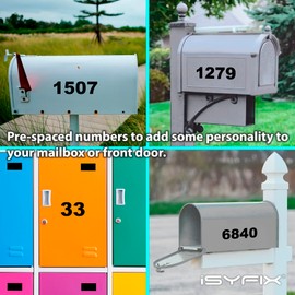 iSYFIX Black Vinyl Numbers Stickers – 3 Inch Self Adhesive (2 Sets) Premium Decal Die Cut and PreSpaced for Mailbox, Signs, Window, Door, Cars, Trucks, Homes, Businesses, Address Numbers, Indoor or