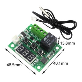 Pack of 5 LED Digital Thermostat, 12 V W1209, Temperature Controller Module with Housing, Digital Thermostat Module with Waterproof Sensor Probe Heating/Cooling