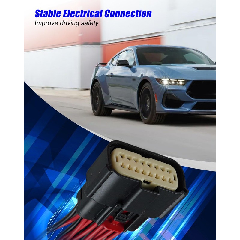 16 Pin Headlight Connector Harness Fit for Ford Mustang 2015–2023,