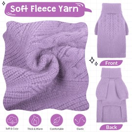 Queenmore Puppy & Dog Sweater - Warm Winter/Summer Turtleneck Knit Sweater for Small, Medium, Large Dogs; Christmas, Lilac; XS