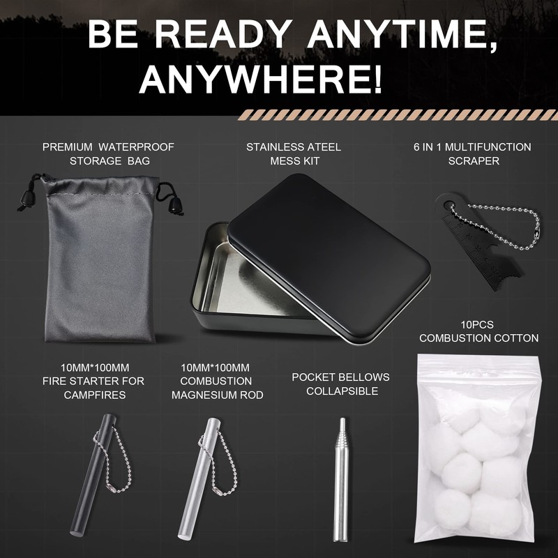 Amtier Fire Steel Flint Survival, Fire Starter Set for Outdoor