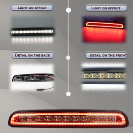 GEEGEETOP LED Third Brake Light Smoked Lens Compatible with Ford F150 F250 F350 Super Duty Bronco 1992-1996, 3rd Brake Light Assembly Roof White Cargo Light Red High Mount Lamp