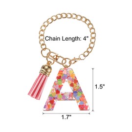 QUARKZMAN Letter A Cup Chain, Key Chain, Initial Letter Pendant Decoration Handle Chain, Cute Decor Accessories (Letter-A, Heart-shaped)