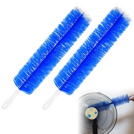 2 Pcs Fan Cleaning Brush, Bendable Washable Fan Cleaner, Microfiber Head Flexible Fan Brush Cleaner for Standing Fan Vent, Air Conditioning Shutters,Ceiling Fan, Blades, Curtains, Air Vents (Blue)