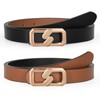 TRIWORKS Women Skinny Reversible Leather Belt for Jeans, Ladies Thin
