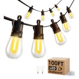 TBOSW Outdoor String Lights Patio LED Light Outside - 30M 28+2 S14 LED 100ft Porch Lighting IP65 Waterproof