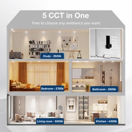 Amico Amico 24 Pack 6 Inch 5CCT Ultra-Thin LED Recessed Ceiling Light with Junction Box, 1050LM Brightness, Dimmable Canless Wafer Downlight, 12W, ETL&FCC