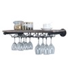OLDRAINBOW Industrial Wine Rack Wall Mounted with 5 Glass Holder,Wine